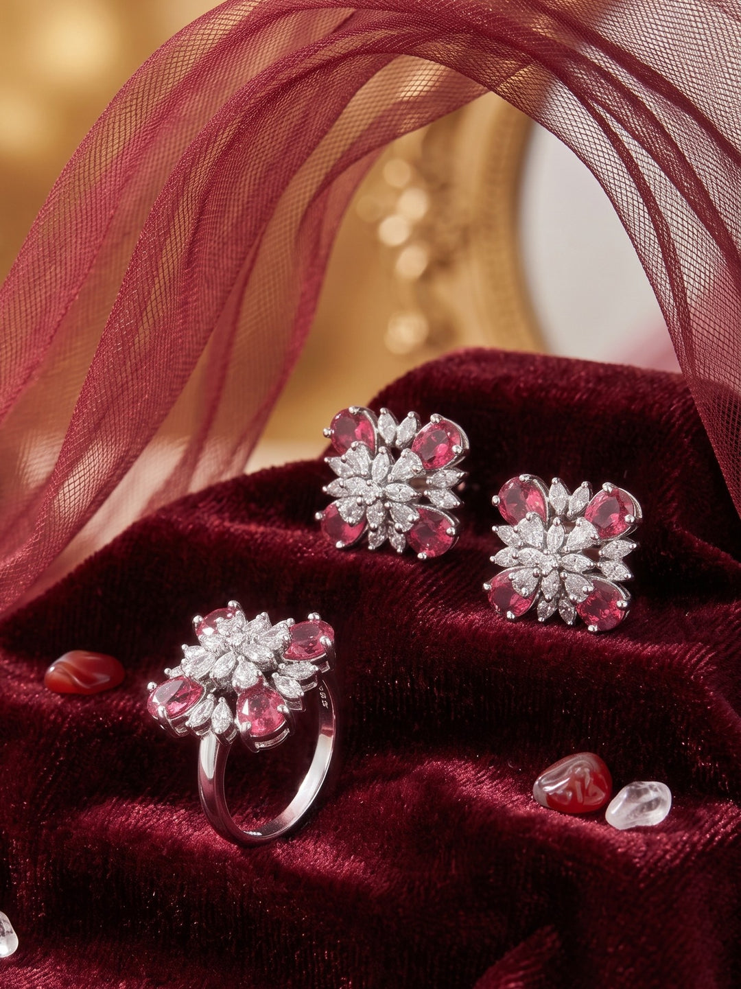Crystal Bloom Ring & Earring Set