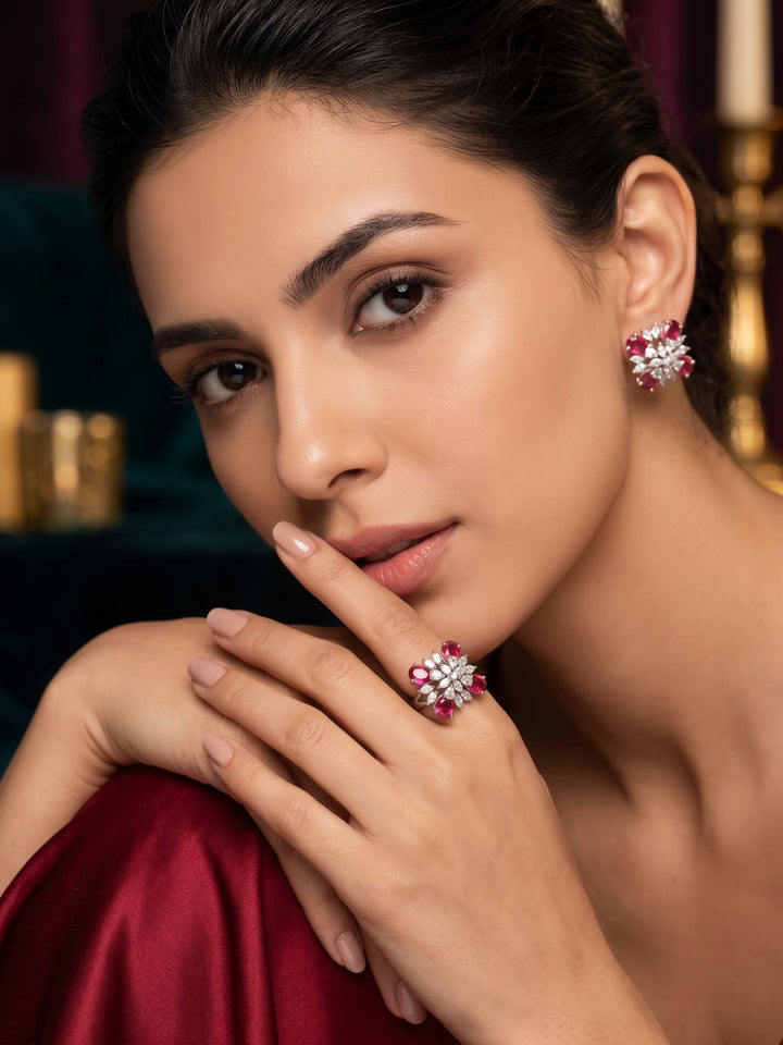 Crystal Bloom Ring & Earring Set