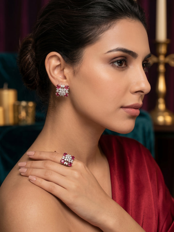 Crystal Bloom Ring & Earring Set
