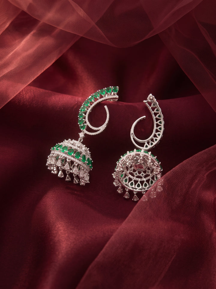 Monstera Green Jhumka Earrings