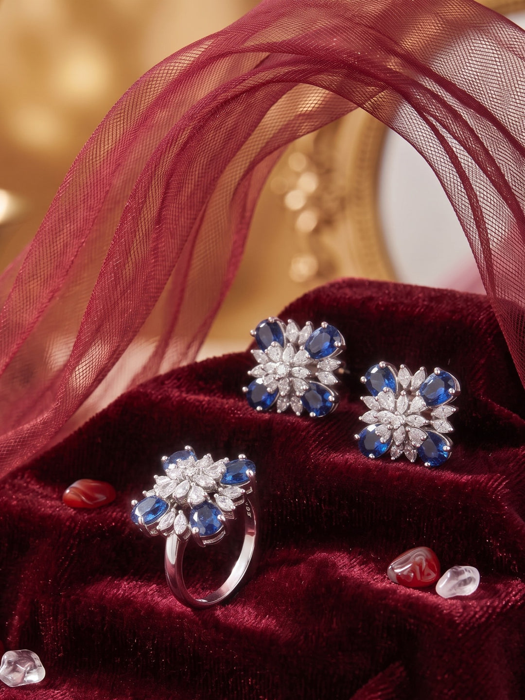 Crystal Bloom Ring & Earring Set