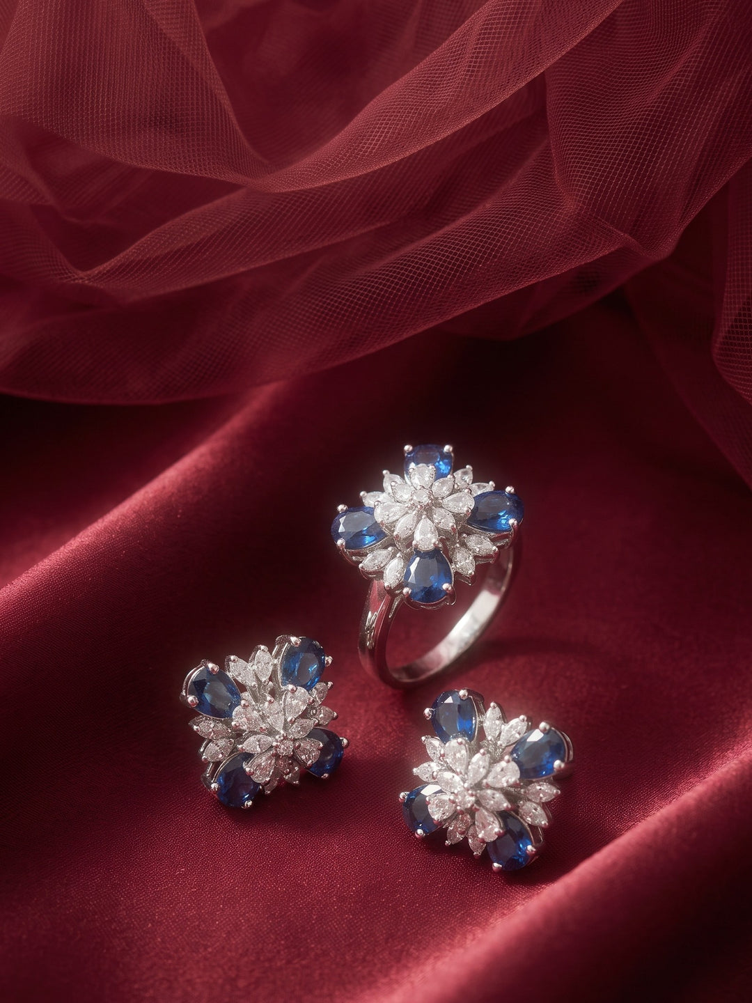 Crystal Bloom Ring & Earring Set