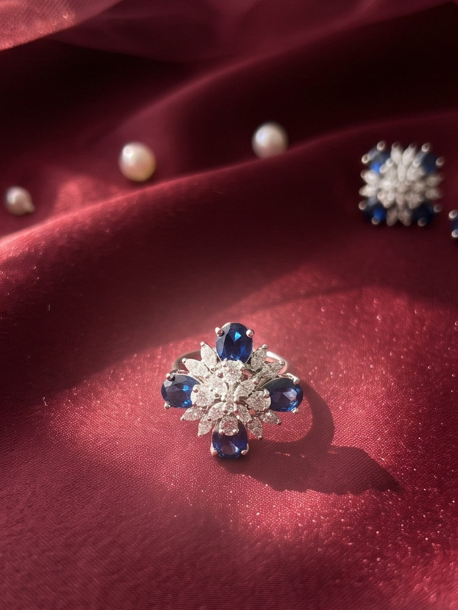 Crystal Bloom Ring & Earring Set