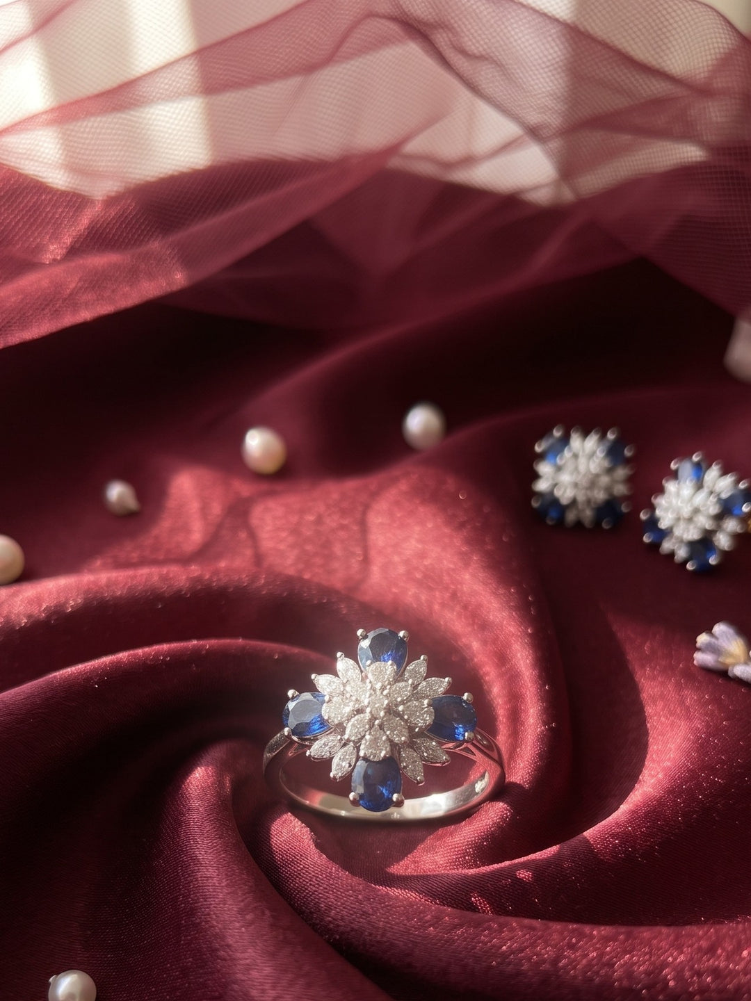 Crystal Bloom Ring & Earring Set