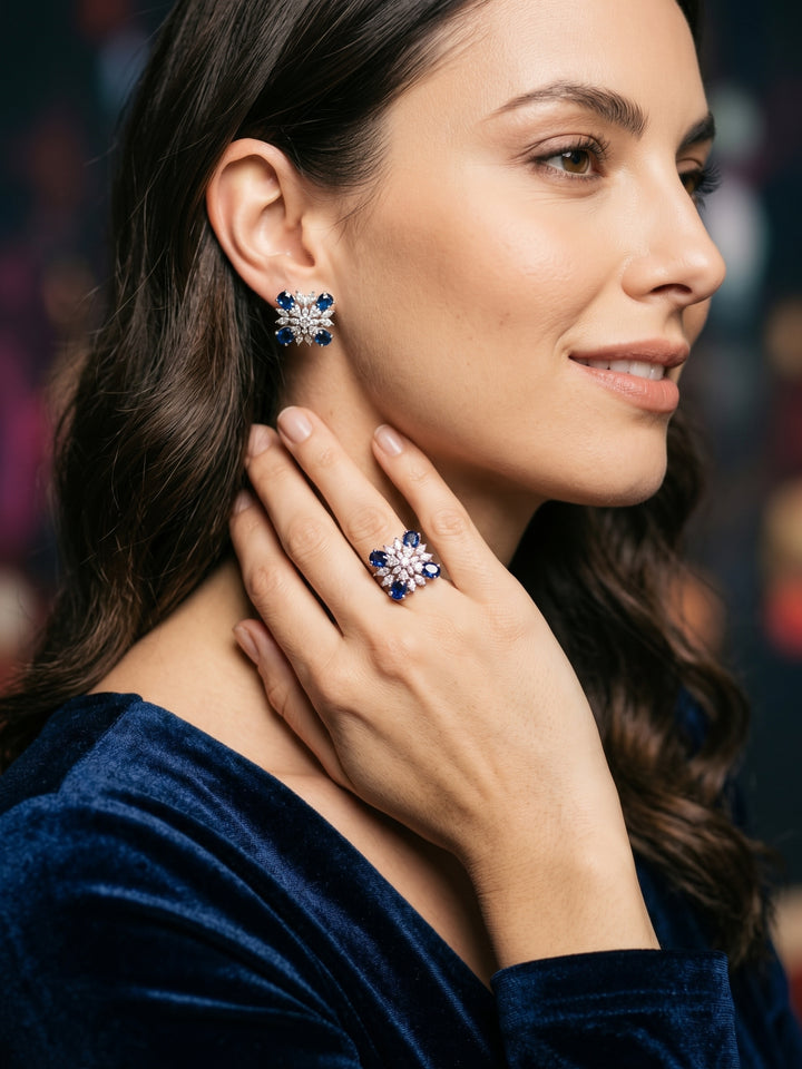 Crystal Bloom Ring & Earring Set