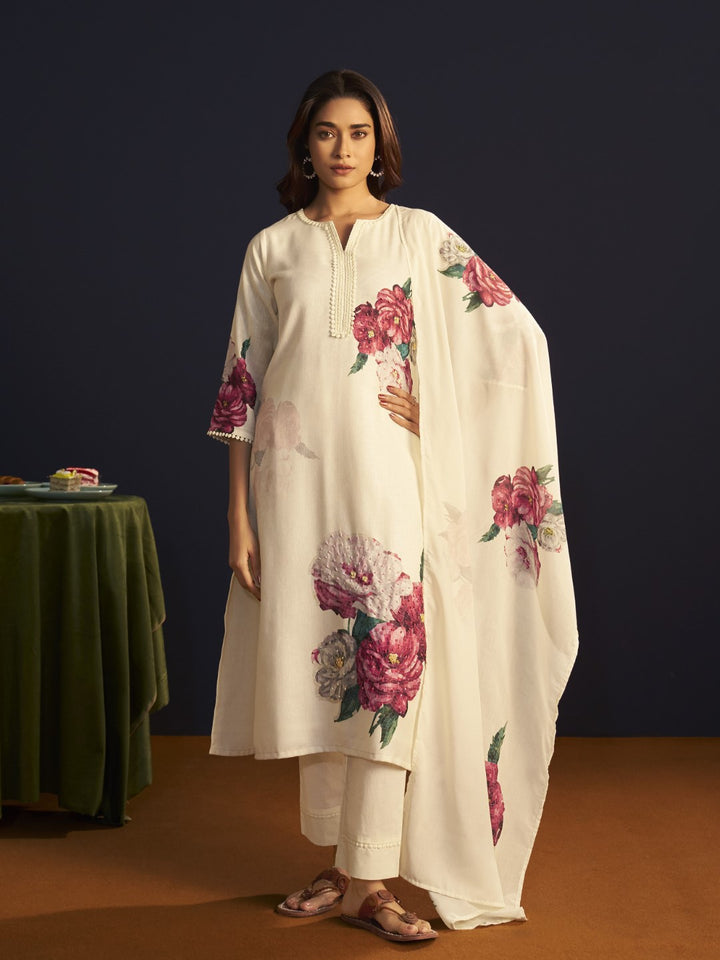 Itrh carnation cotton linen suit set