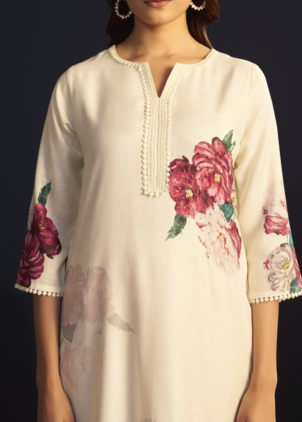 Itrh carnation cotton linen suit set