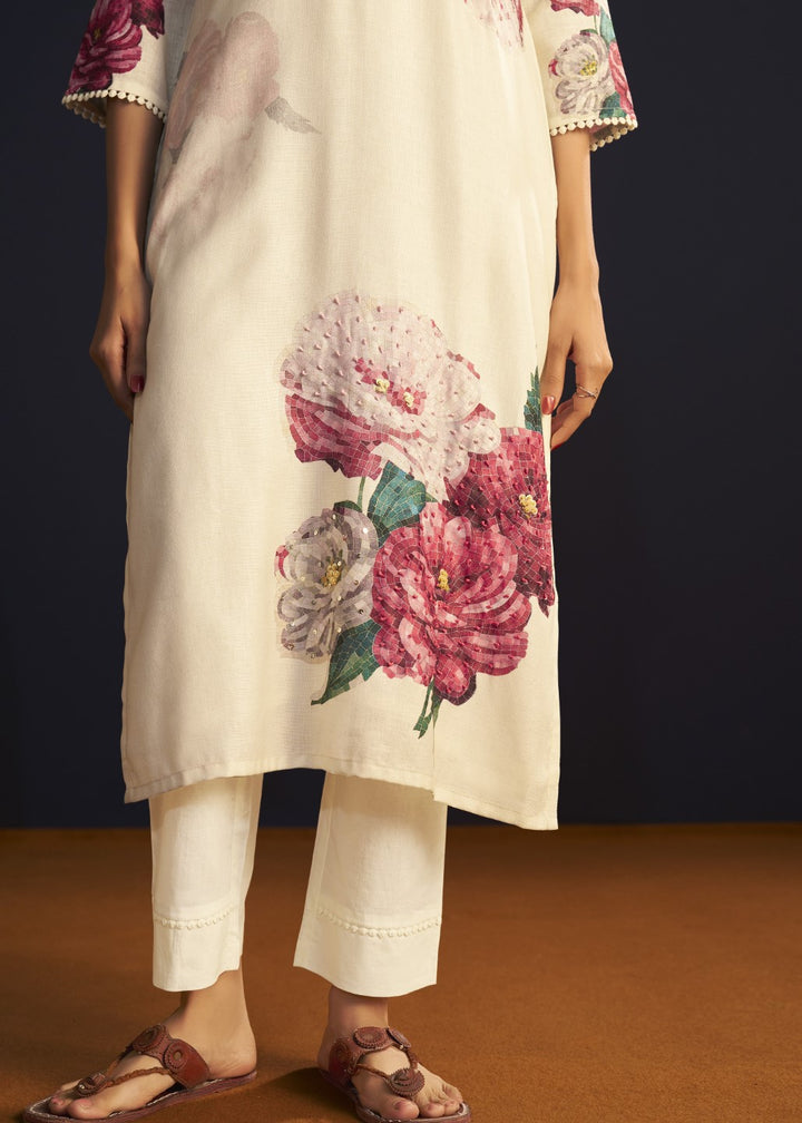 Itrh carnation cotton linen suit set