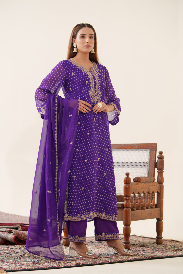 Kaushik Purple Work Suit Set