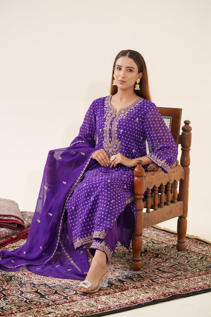 Kaushik Purple Work Suit Set