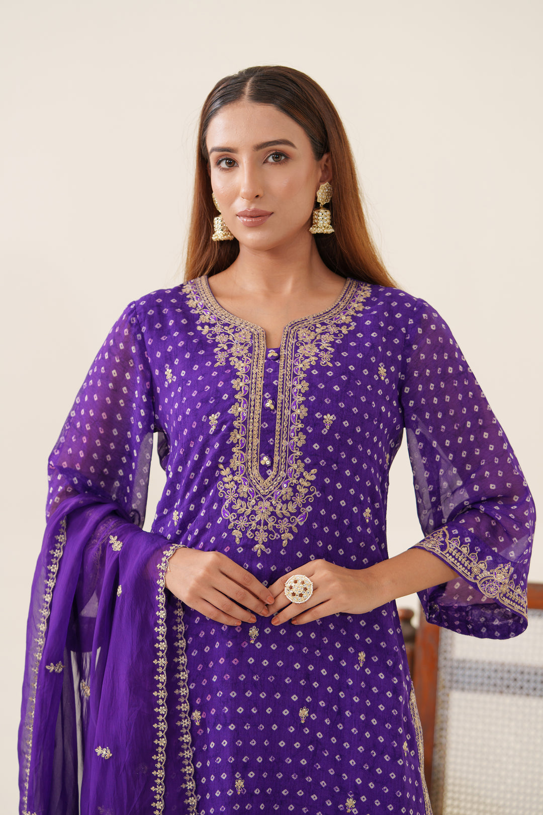 Kaushik Purple Work Suit Set