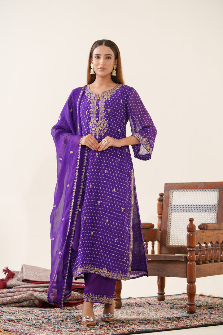 Kaushik Purple Work Suit Set