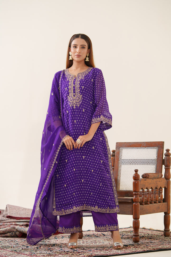 Kaushik Purple Work Suit Set