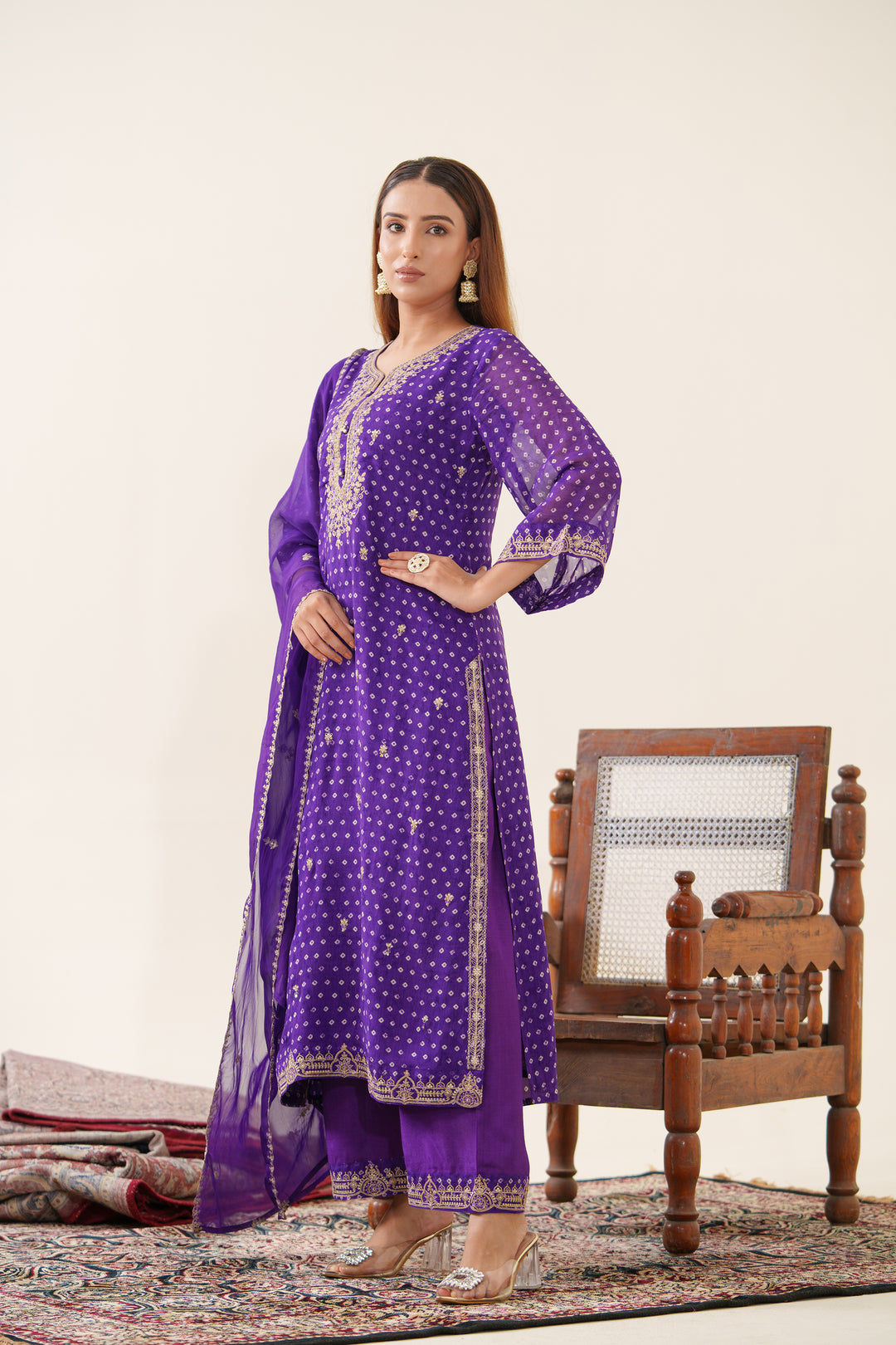 Kaushik Purple Work Suit Set