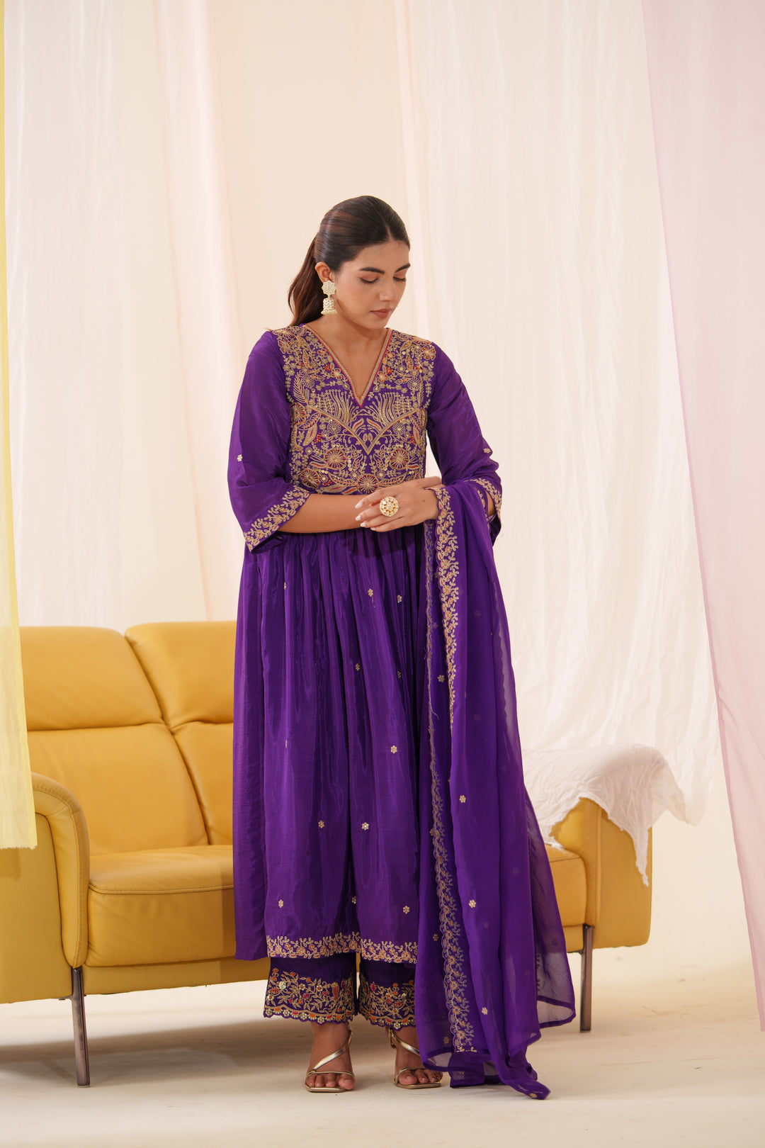 Tashvika Plum Full Work Suit Set