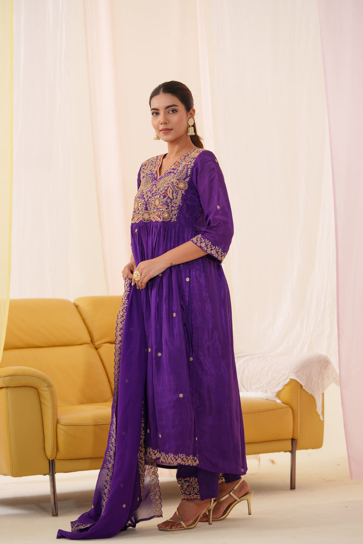 Tashvika Plum Full Work Suit Set