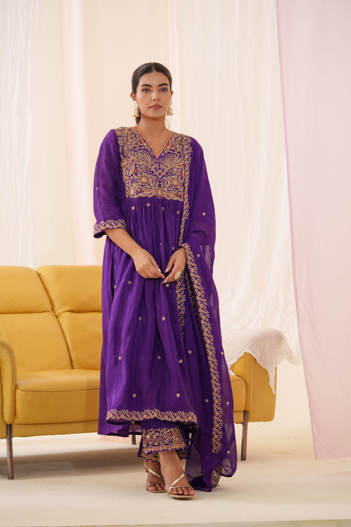 Tashvika Plum Full Work Suit Set