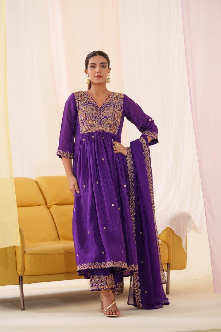 Tashvika Plum Full Work Suit Set