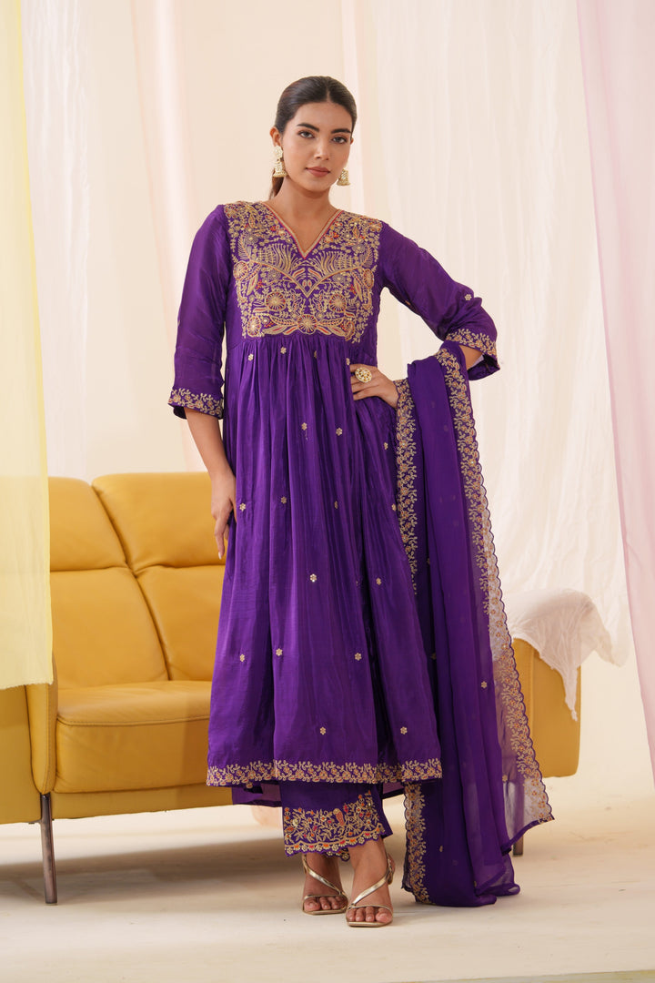Tashvika Plum Full Work Suit Set