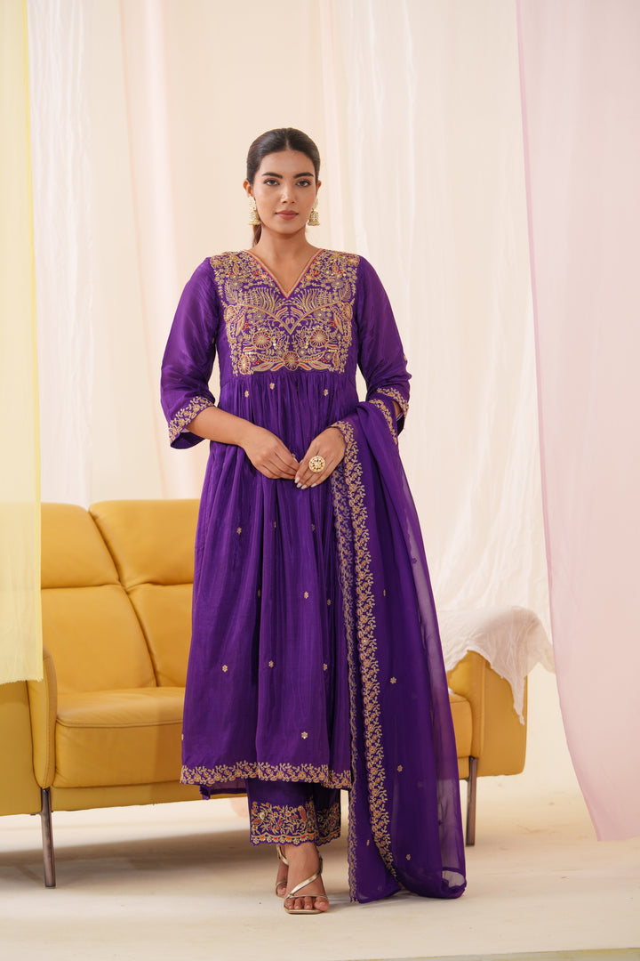 Tashvika Plum Full Work Suit Set