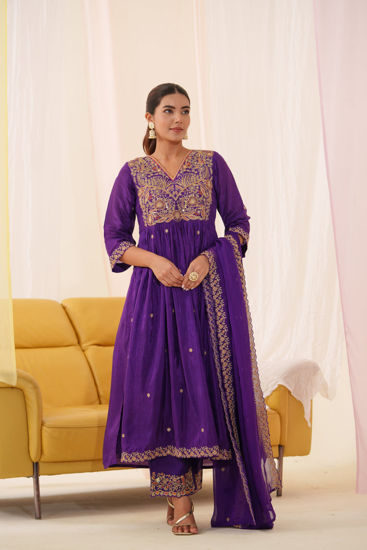Tashvika Plum Full Work Suit Set