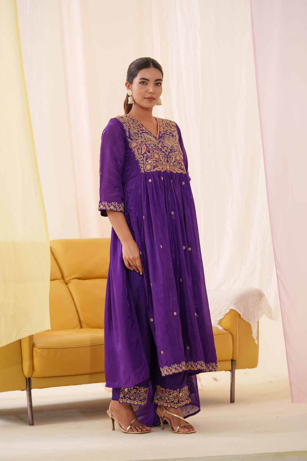 Tashvika Plum Full Work Suit Set