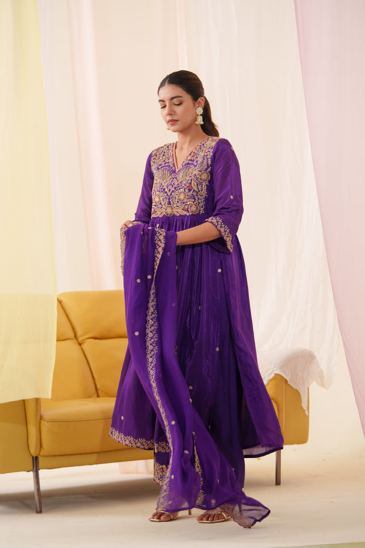 Tashvika Plum Full Work Suit Set