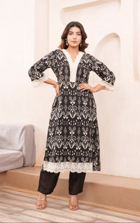 Tashvika Onyx Printed Kurta Pant Set