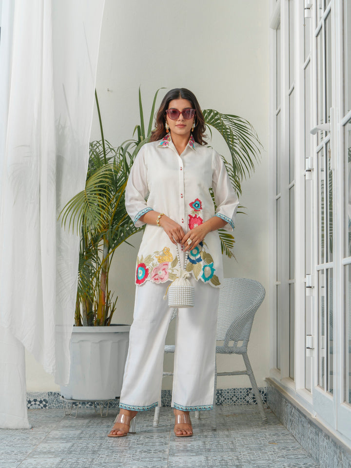 Tashvika Dove embroidery Co-oord Set