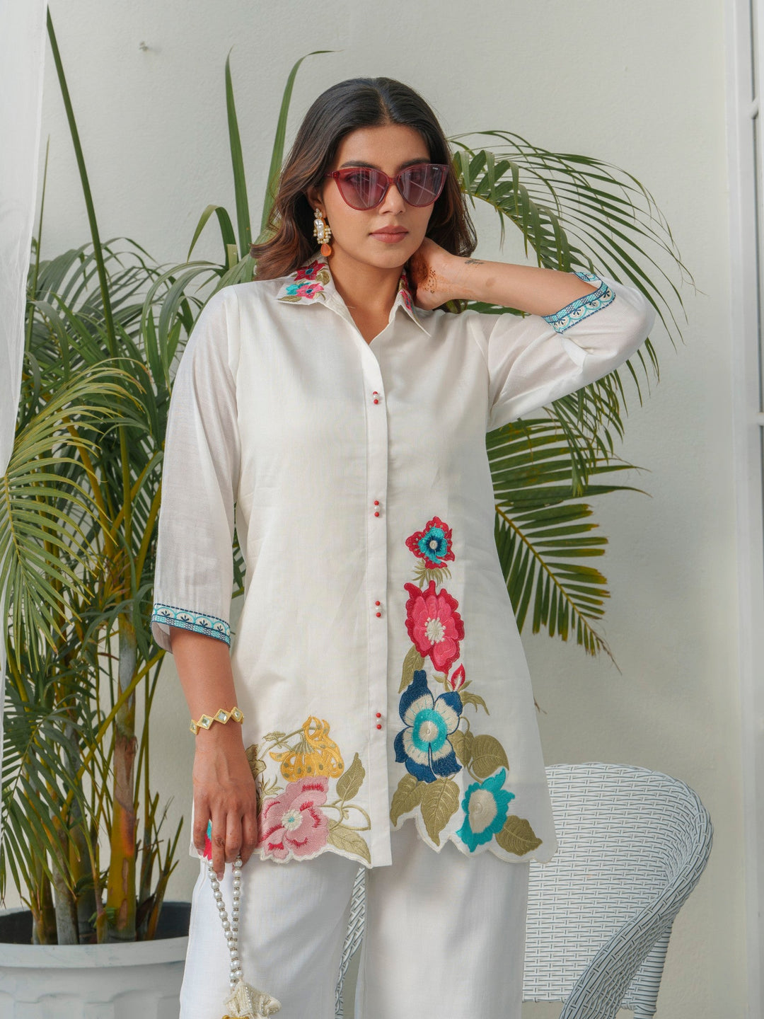 Tashvika Dove embroidery Co-oord Set