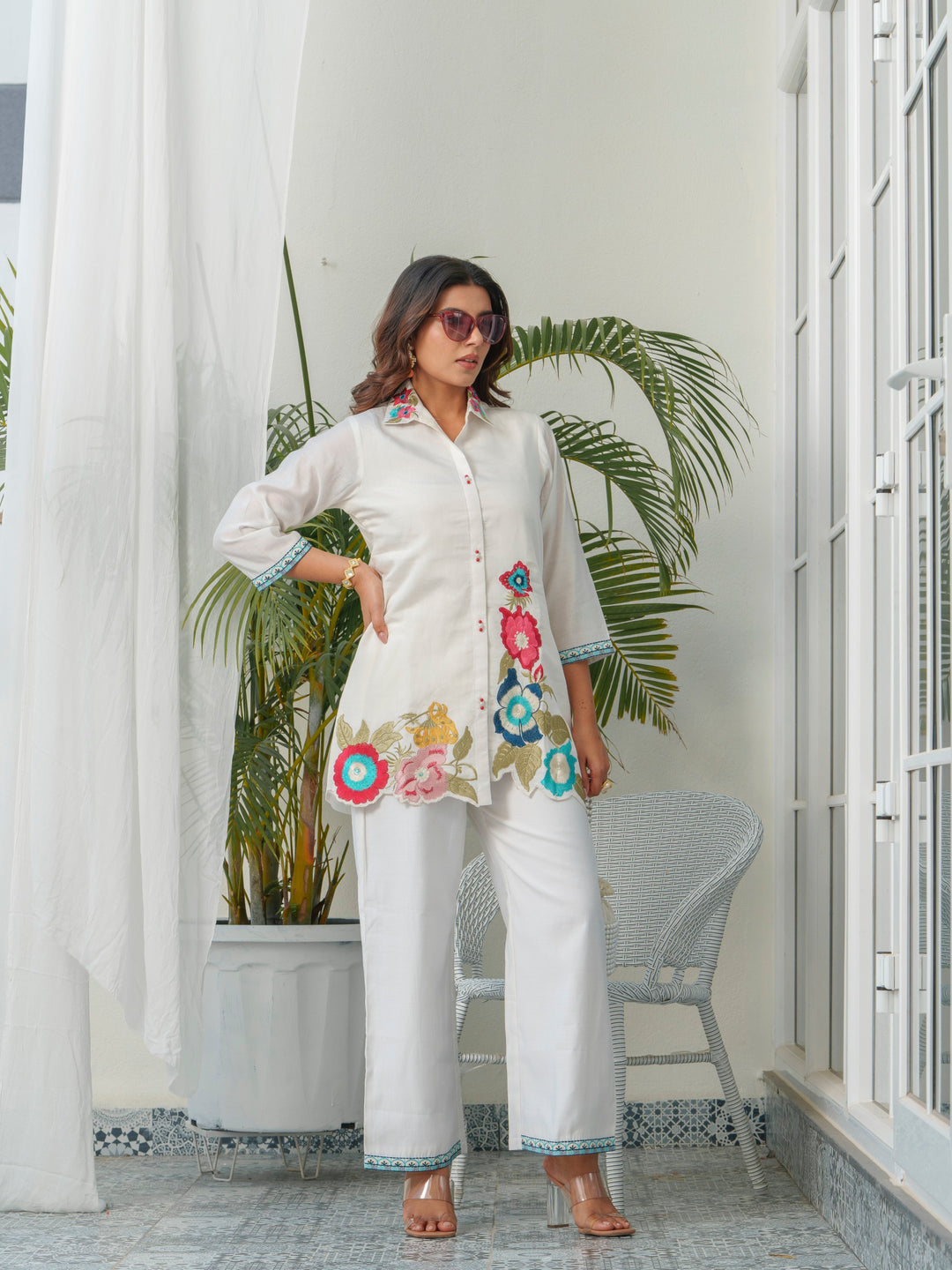 Tashvika Dove embroidery Co-oord Set