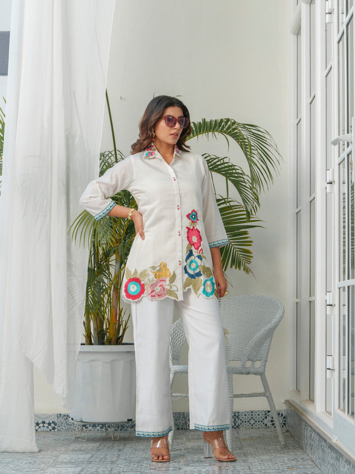 Tashvika Dove embroidery Co-oord Set