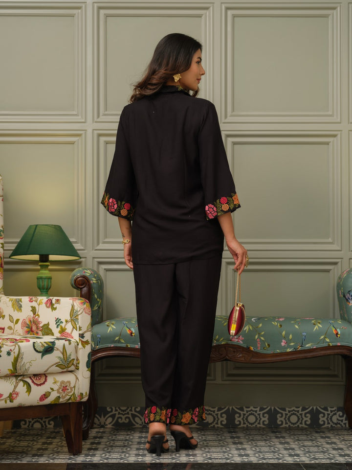 Tashvika carbon embroidered Co-ord Set