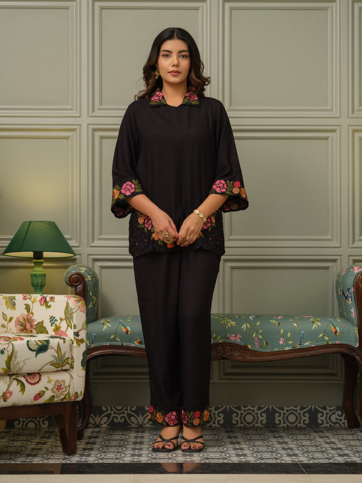 Tashvika carbon embroidered Co-ord Set