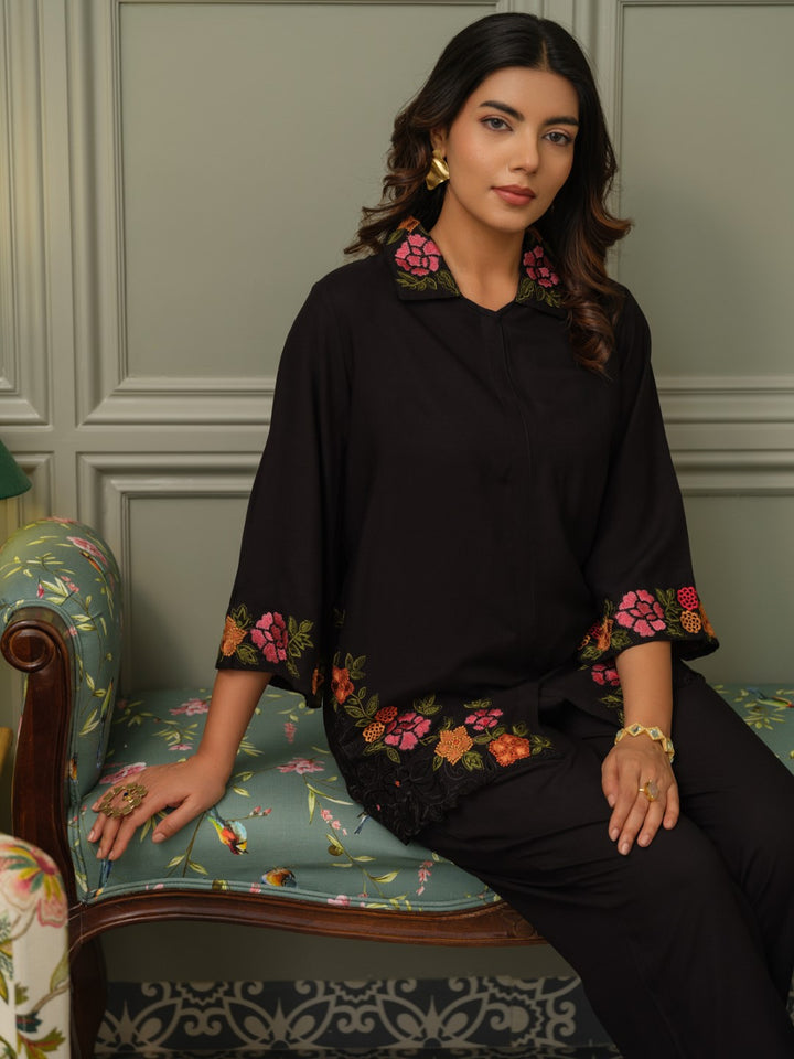 Tashvika carbon embroidered Co-ord Set