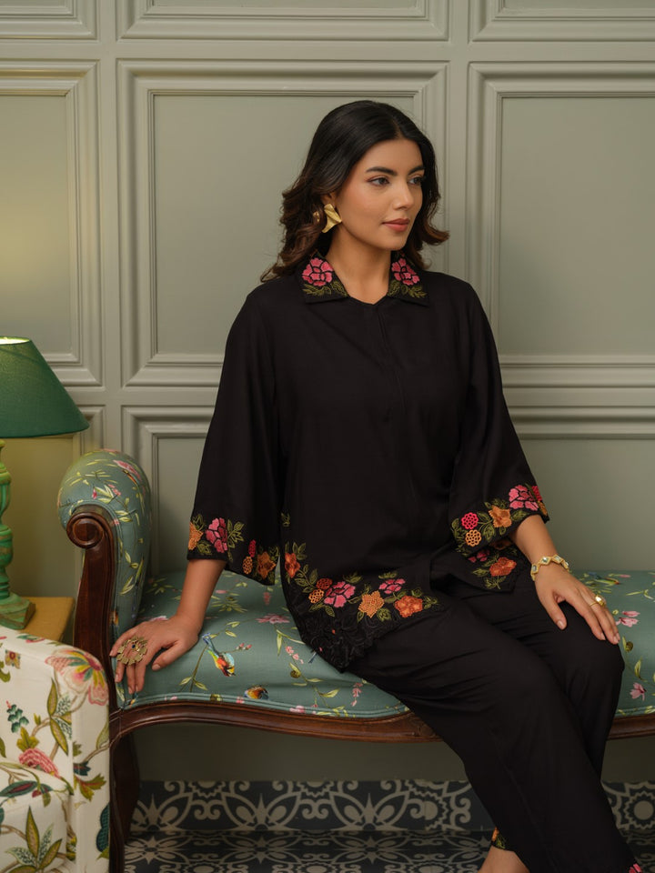 Tashvika carbon embroidered Co-ord Set