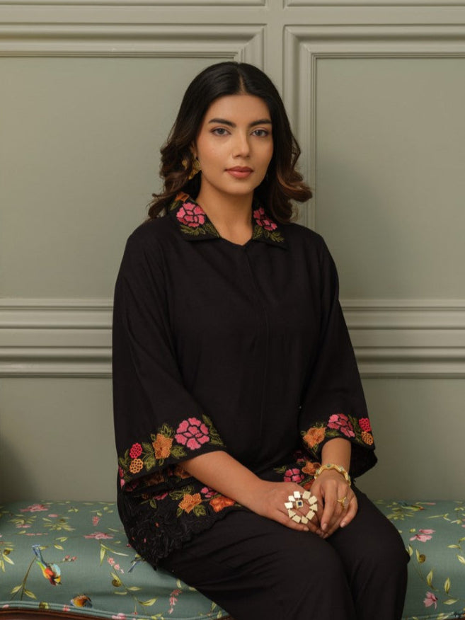 Tashvika carbon embroidered Co-ord Set