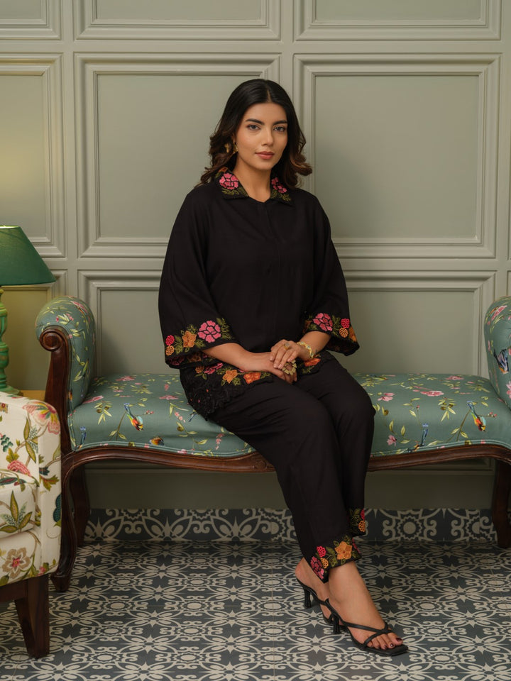 Tashvika carbon embroidered Co-ord Set