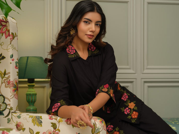 Tashvika carbon embroidered Co-ord Set