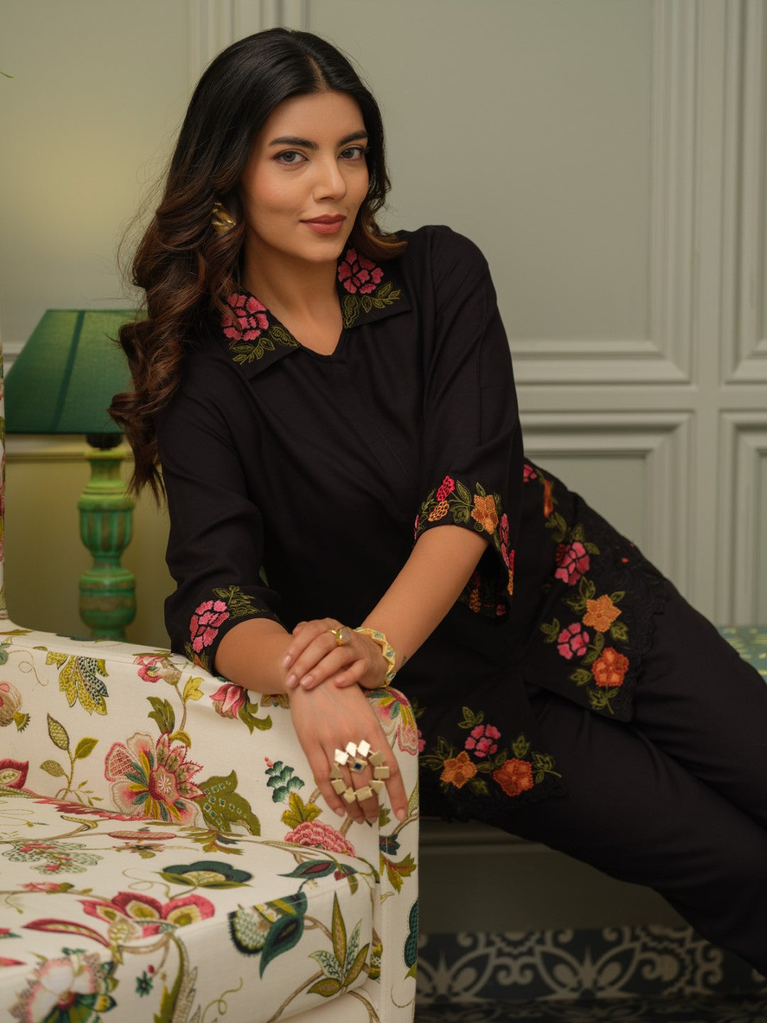 Tashvika carbon embroidered Co-ord Set