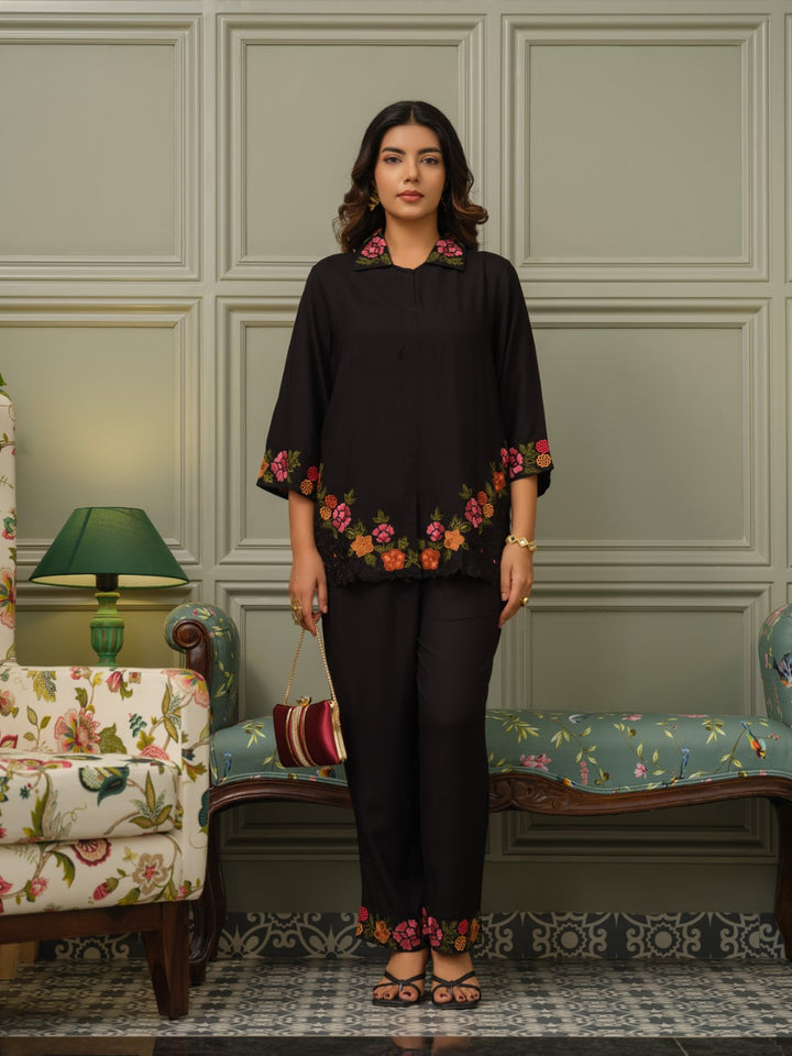 Tashvika carbon embroidered Co-ord Set