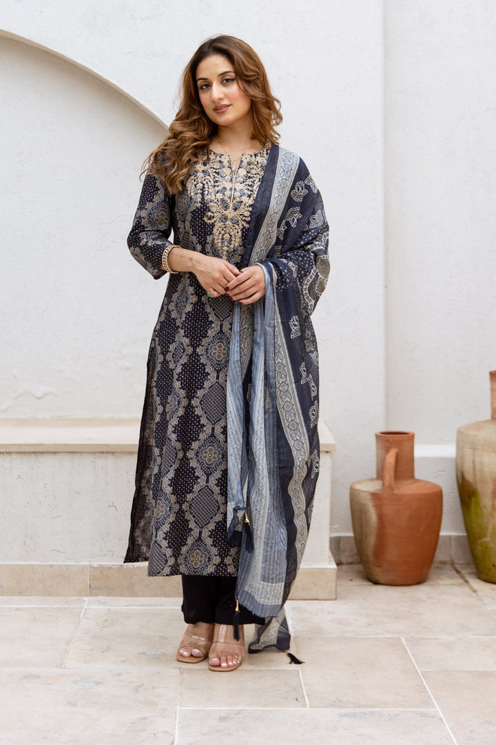 Gauri Indigo Work Suit set