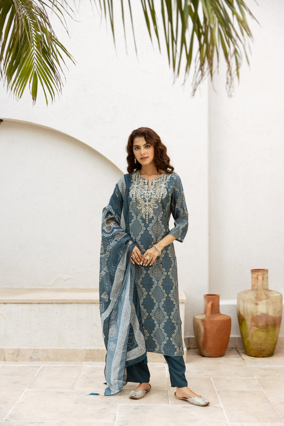 Gauri Cyan Work Suit set