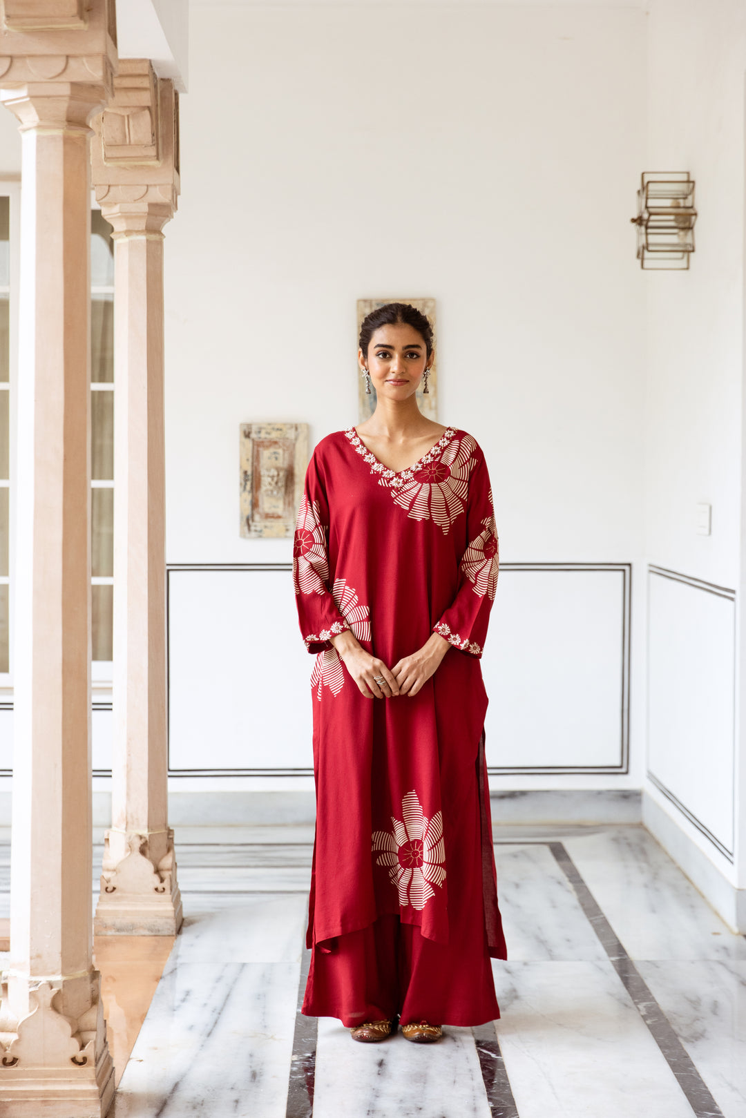 Shimoni Vermilion Printed Kurta Pant Set