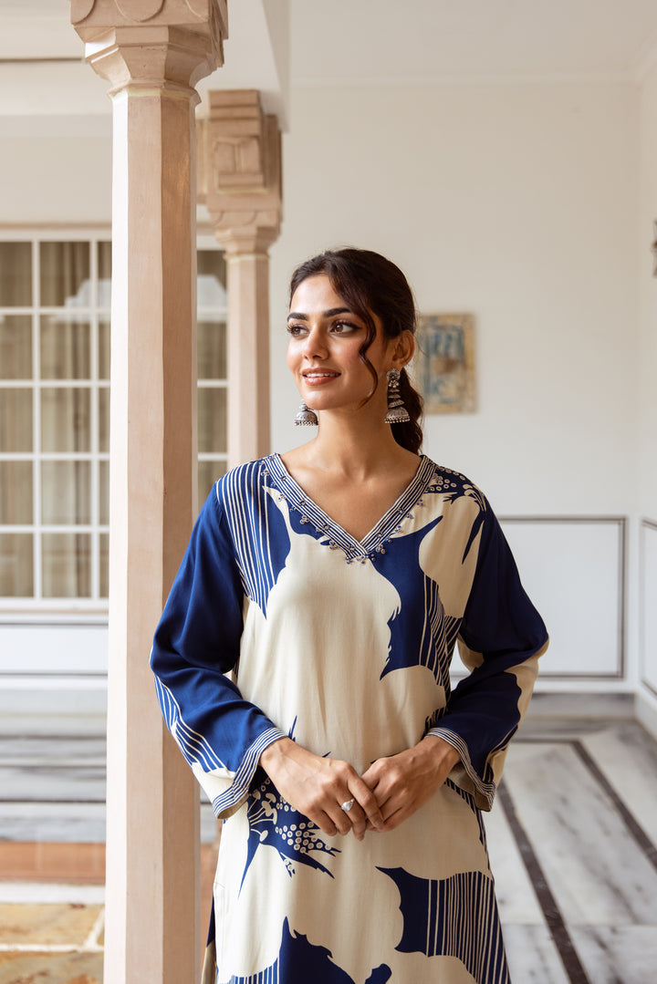 Prapti Indigo Printed Kurta Pant Set