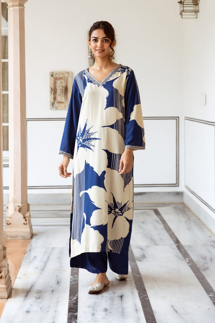 Prapti Indigo Printed Kurta Pant Set