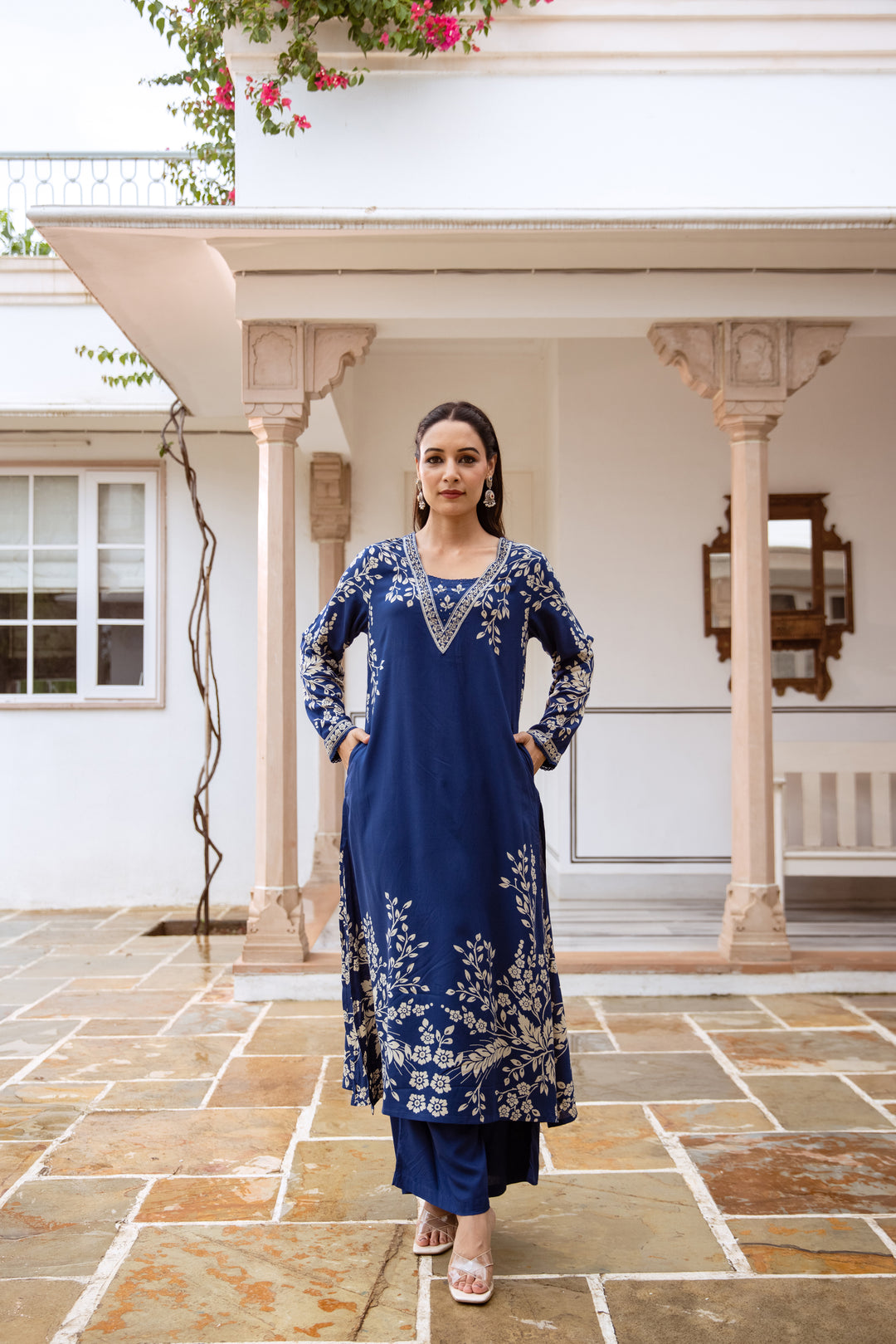 Aruna Azure Printed Kurta Pant Set