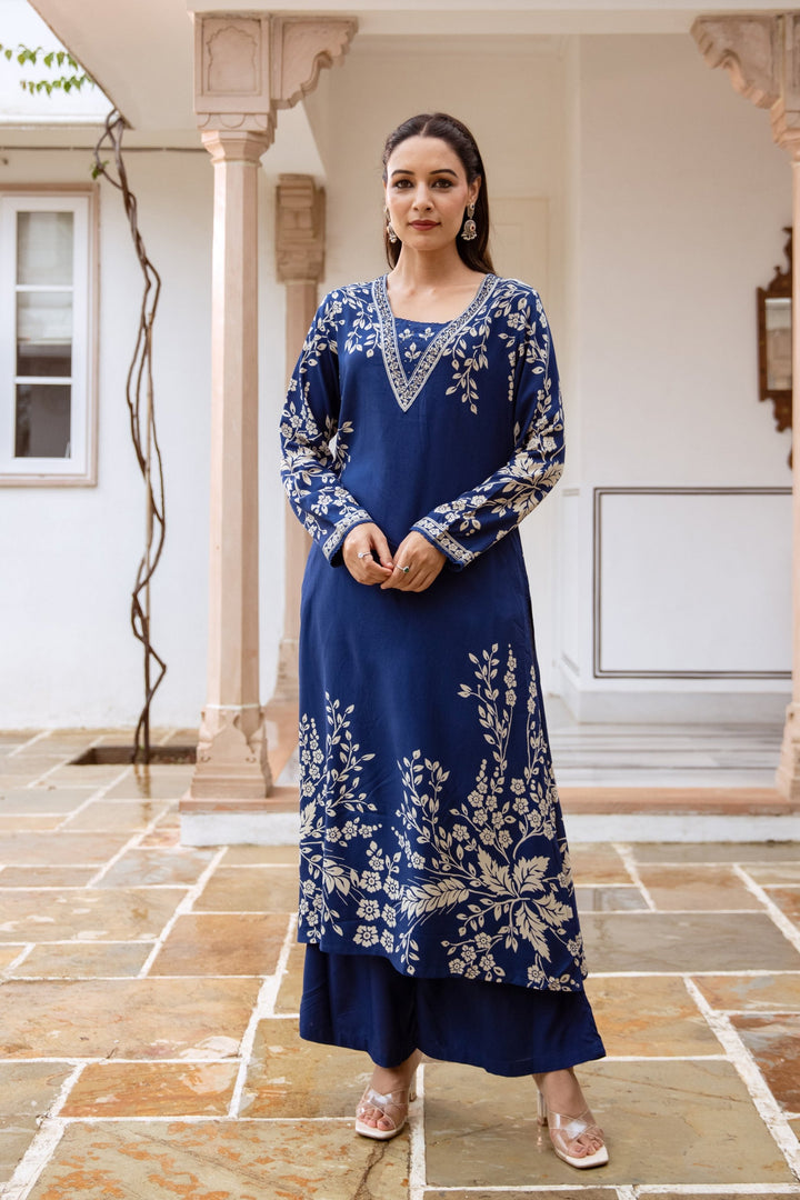 Aruna Azure Printed Kurta Pant Set