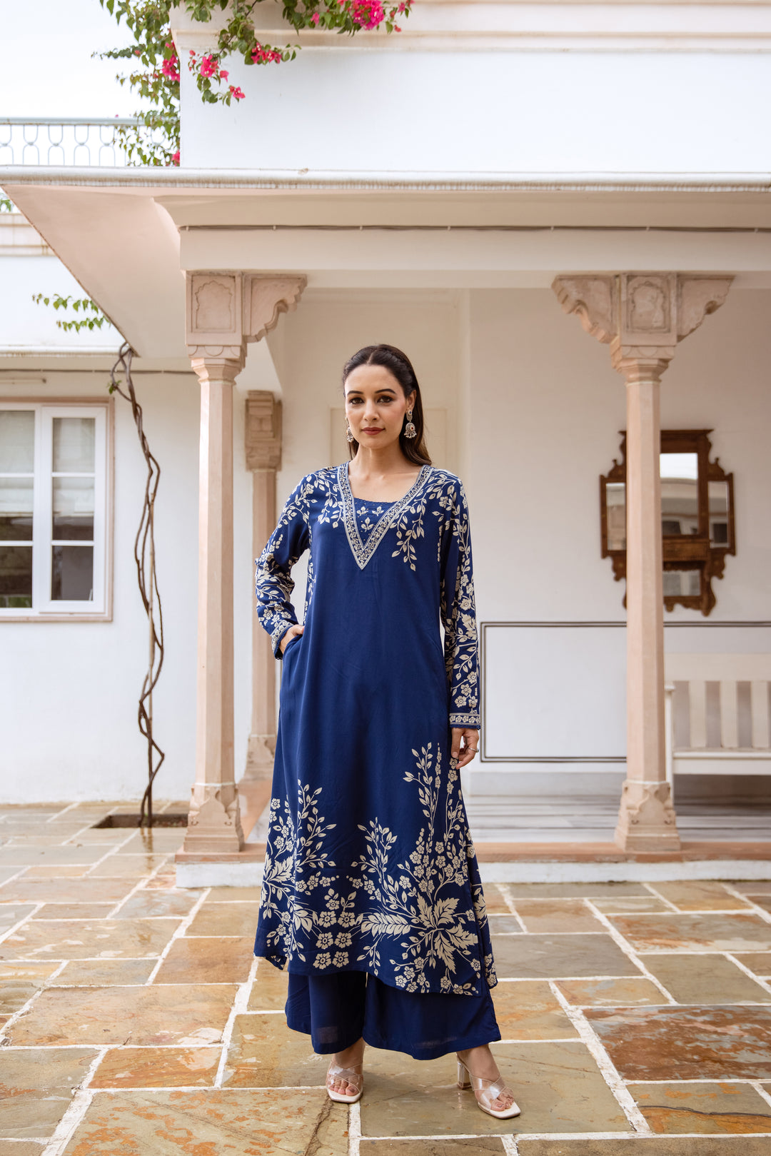 Aruna Azure Printed Kurta Pant Set