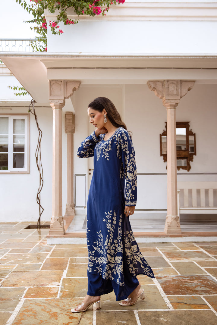 Aruna Azure Printed Kurta Pant Set